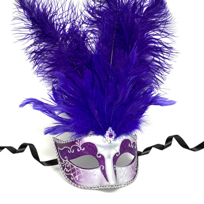 Women Costume Venetian Feather Masquerade Mask For Mardi Gras Party, Halloween, Christmas