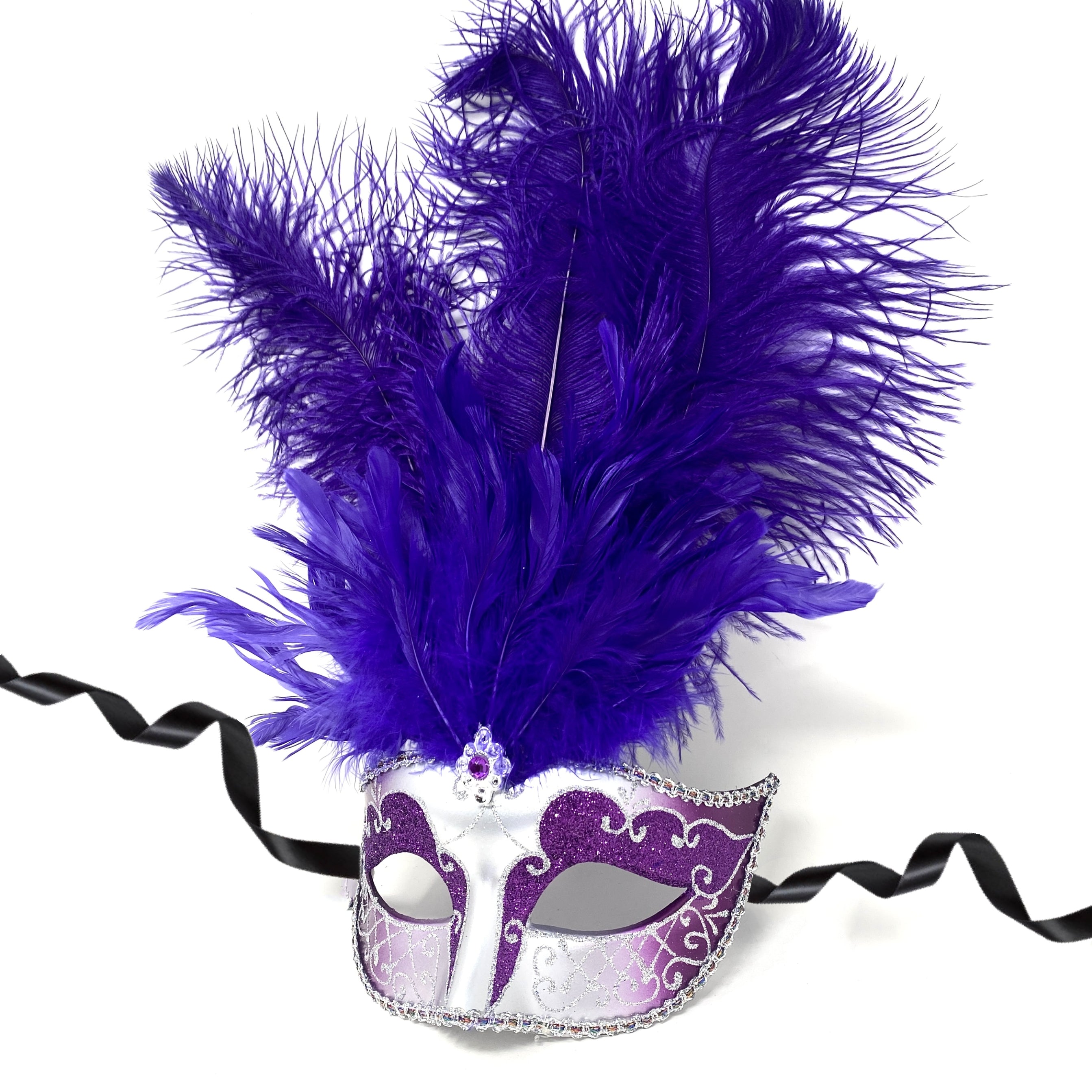 Women Costume Venetian Feather Masquerade Mask For Mardi Gras Party, Halloween, Christmas