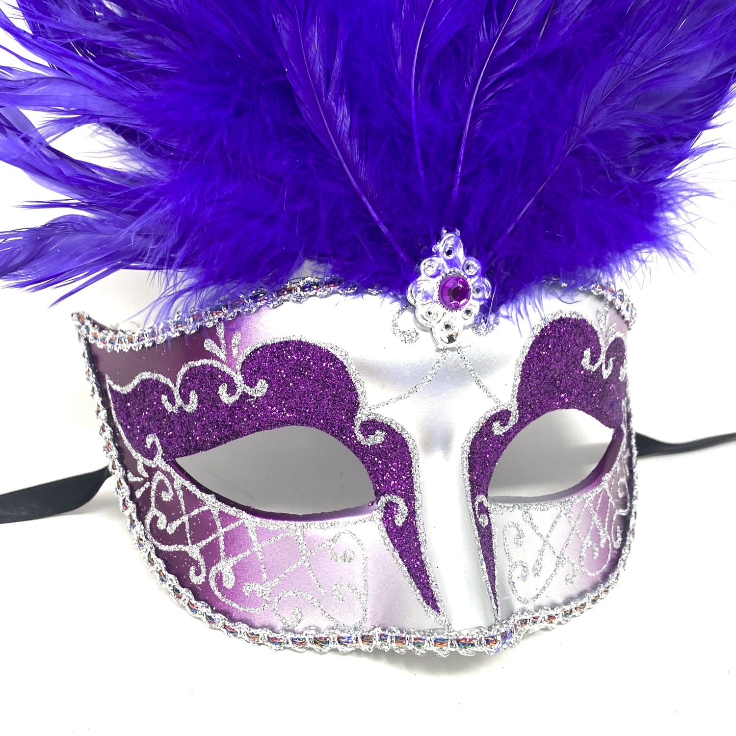 Women Costume Venetian Feather Masquerade Mask For Mardi Gras Party, Halloween, Christmas