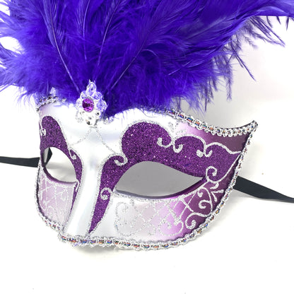 Women Costume Venetian Feather Masquerade Mask For Mardi Gras Party, Halloween, Christmas