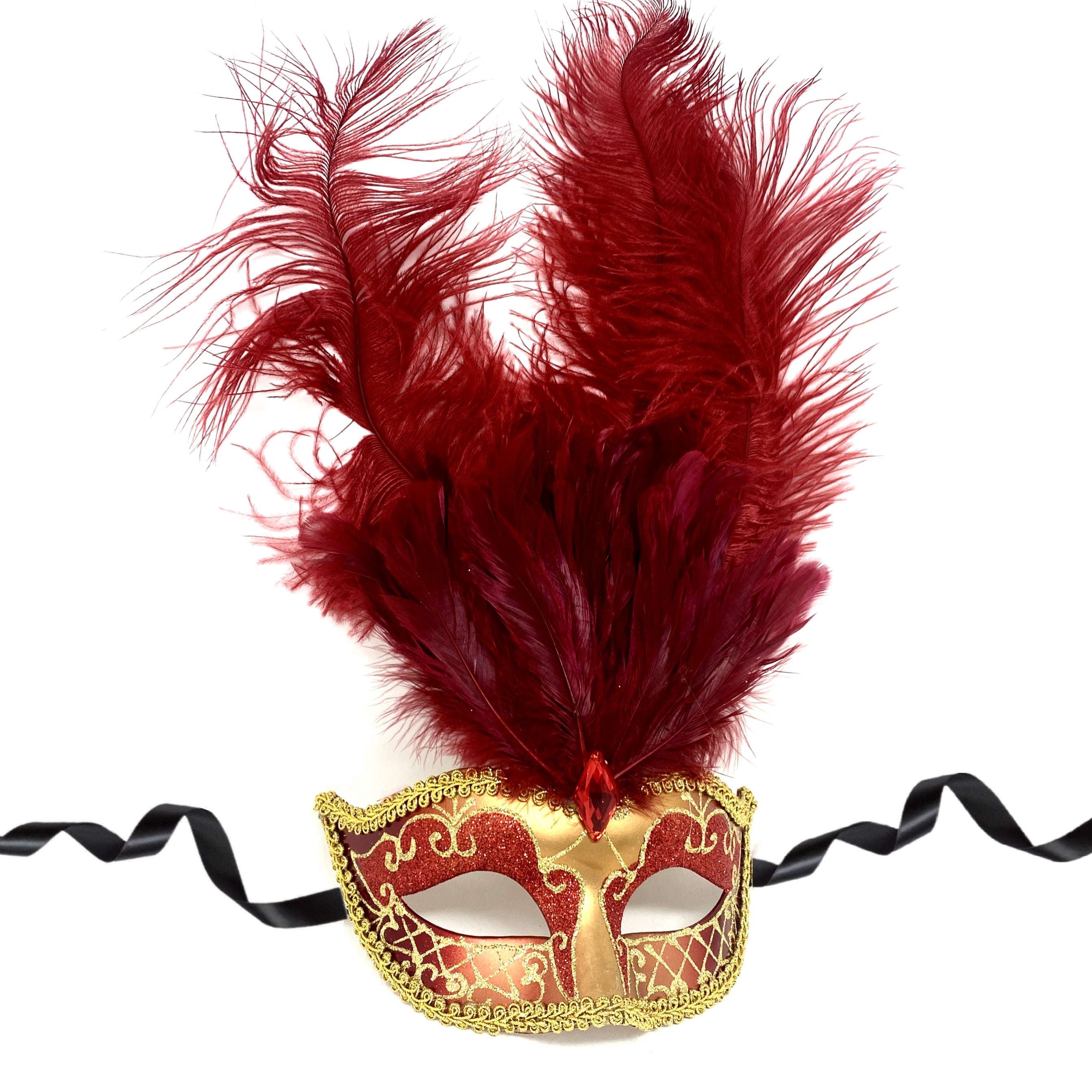 Women Costume Venetian Feather Masquerade Mask For Mardi Gras Party, Halloween, Christmas