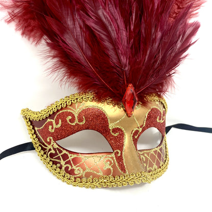 Women Costume Venetian Feather Masquerade Mask For Mardi Gras Party, Halloween, Christmas