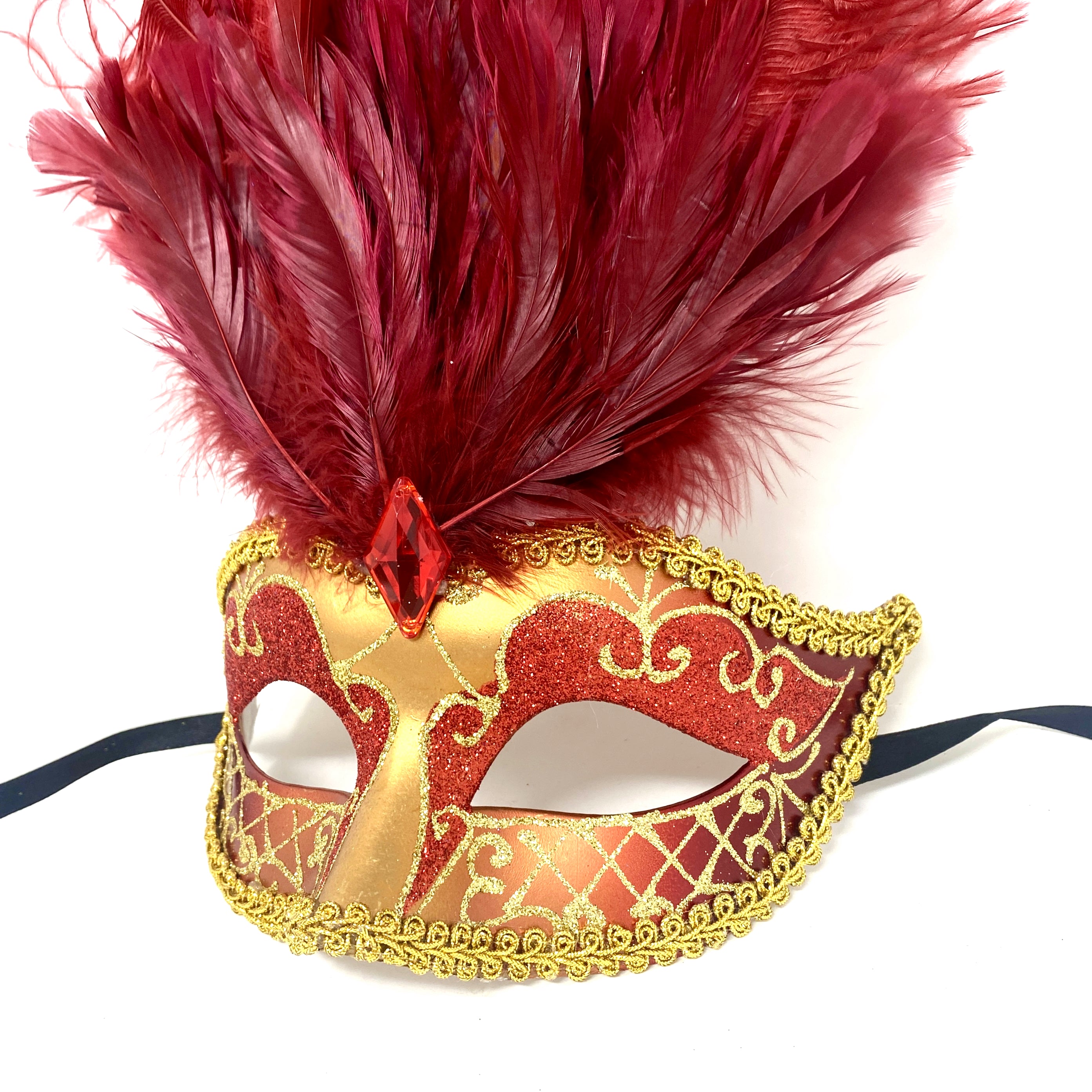 Women Costume Venetian Feather Masquerade Mask For Mardi Gras Party, Halloween, Christmas