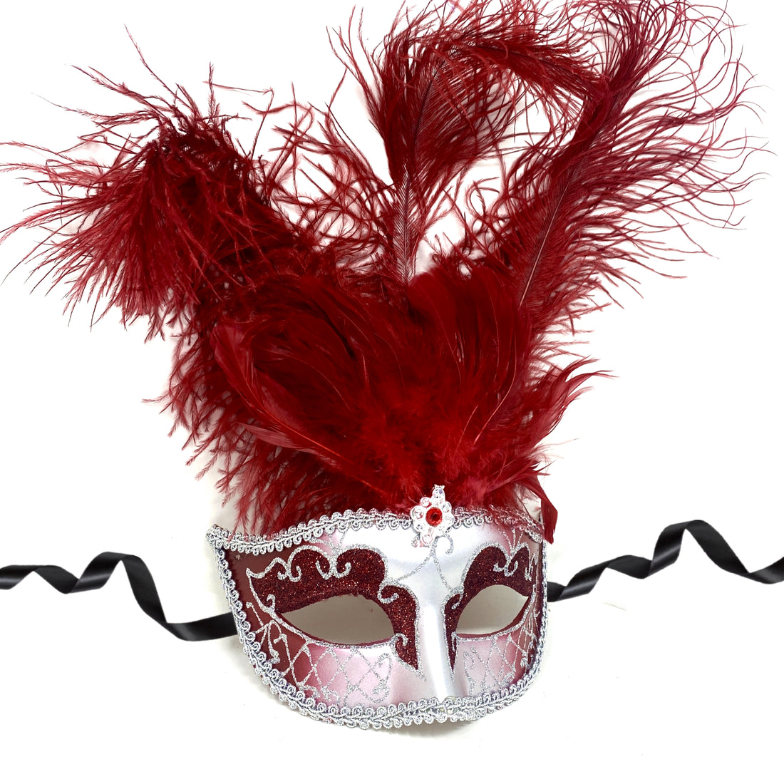 Women Costume Venetian Feather Masquerade Mask For Mardi Gras Party, Halloween, Christmas