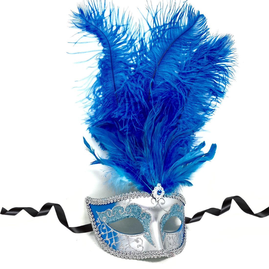 Women Costume Venetian Feather Masquerade Mask For Mardi Gras Party, Halloween, Christmas