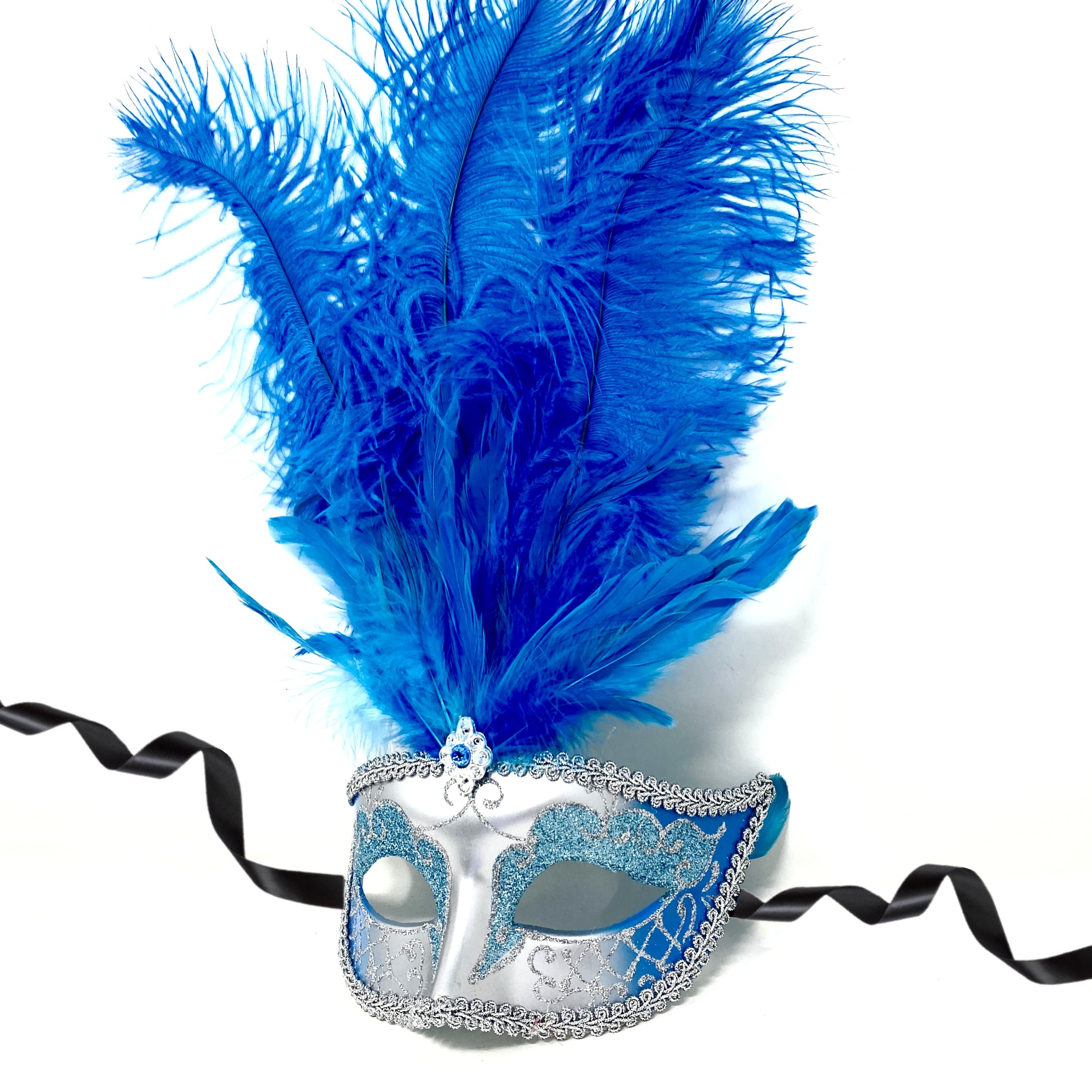 Women Costume Venetian Feather Masquerade Mask For Mardi Gras Party, Halloween, Christmas