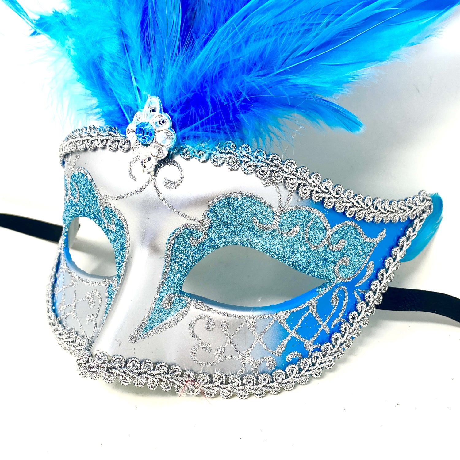 Women Costume Venetian Feather Masquerade Mask For Mardi Gras Party, Halloween, Christmas