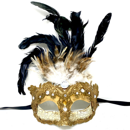 Women Costume Venetian Feather Masquerade Mask For Mardi Gras Party, Halloween, Christmas