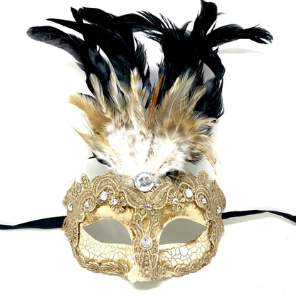 Women Costume Venetian Feather Masquerade Mask For Mardi Gras Party, Halloween, Christmas