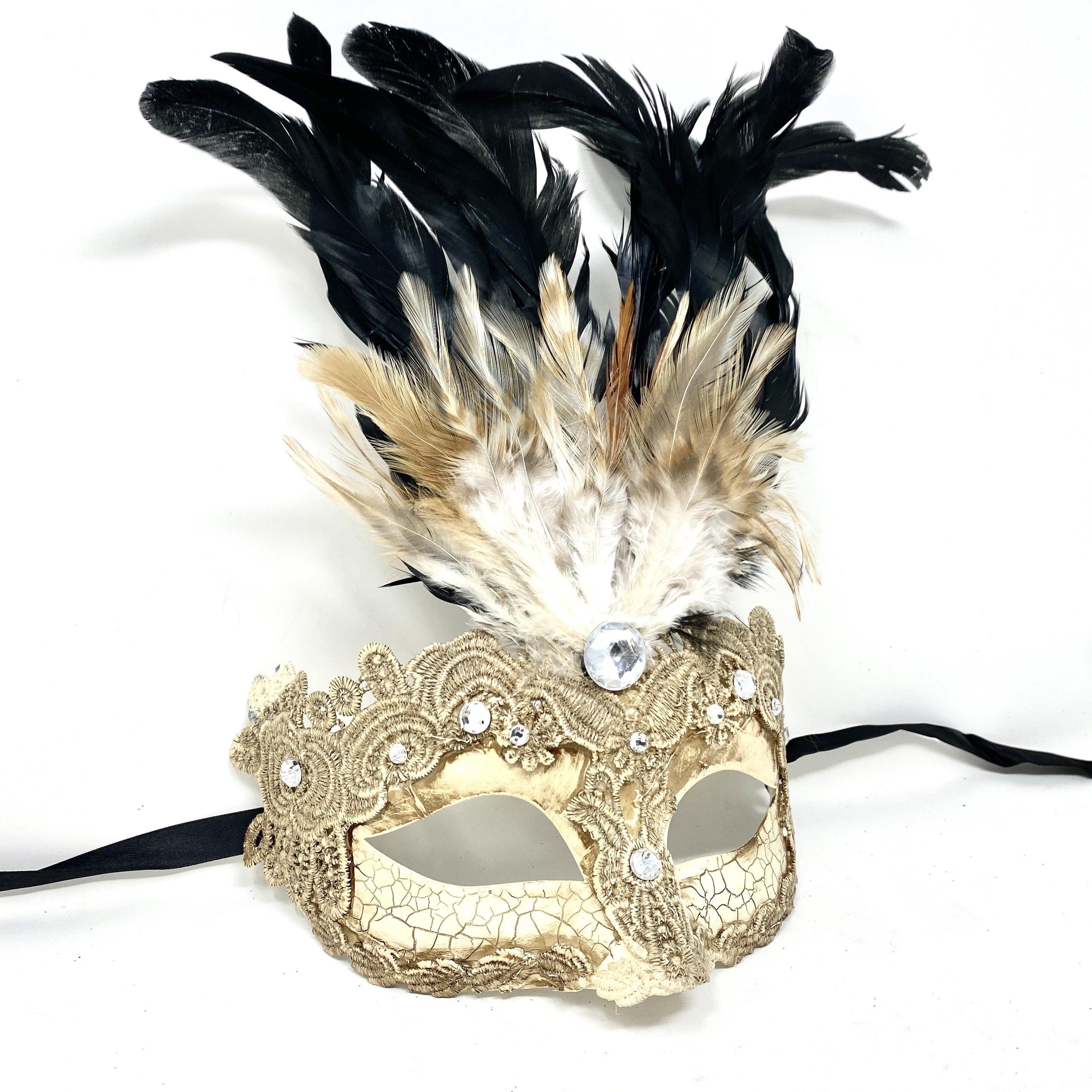 Women Costume Venetian Feather Masquerade Mask For Mardi Gras Party, Halloween, Christmas