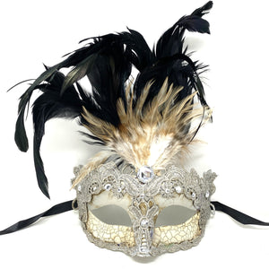 Silver Feather Masquerade Mask