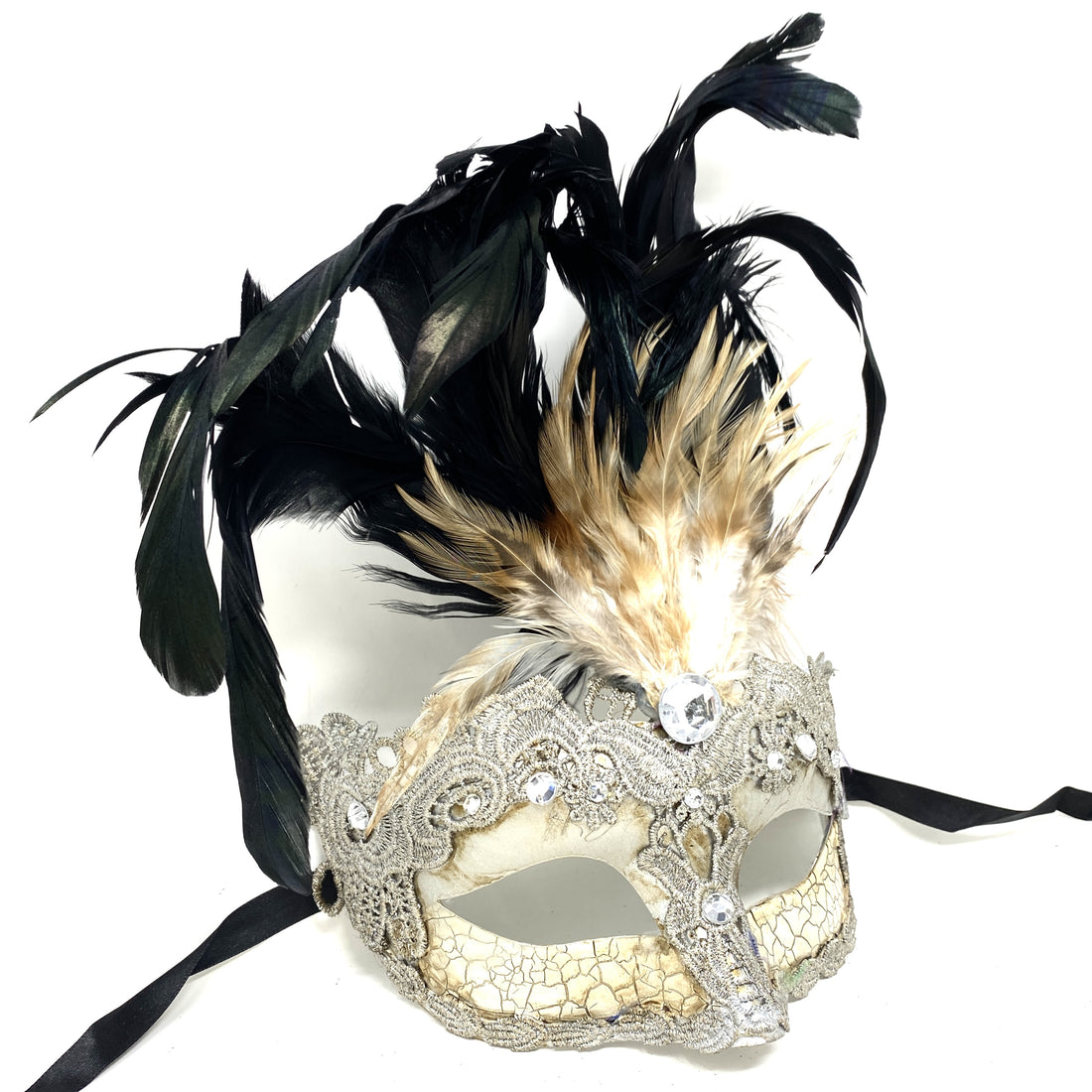 Women Costume Venetian Feather Masquerade Mask For Mardi Gras Party, Halloween, Christmas