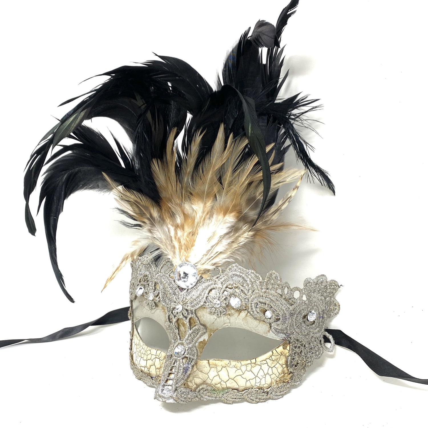 Women Costume Venetian Feather Masquerade Mask For Mardi Gras Party, Halloween, Christmas