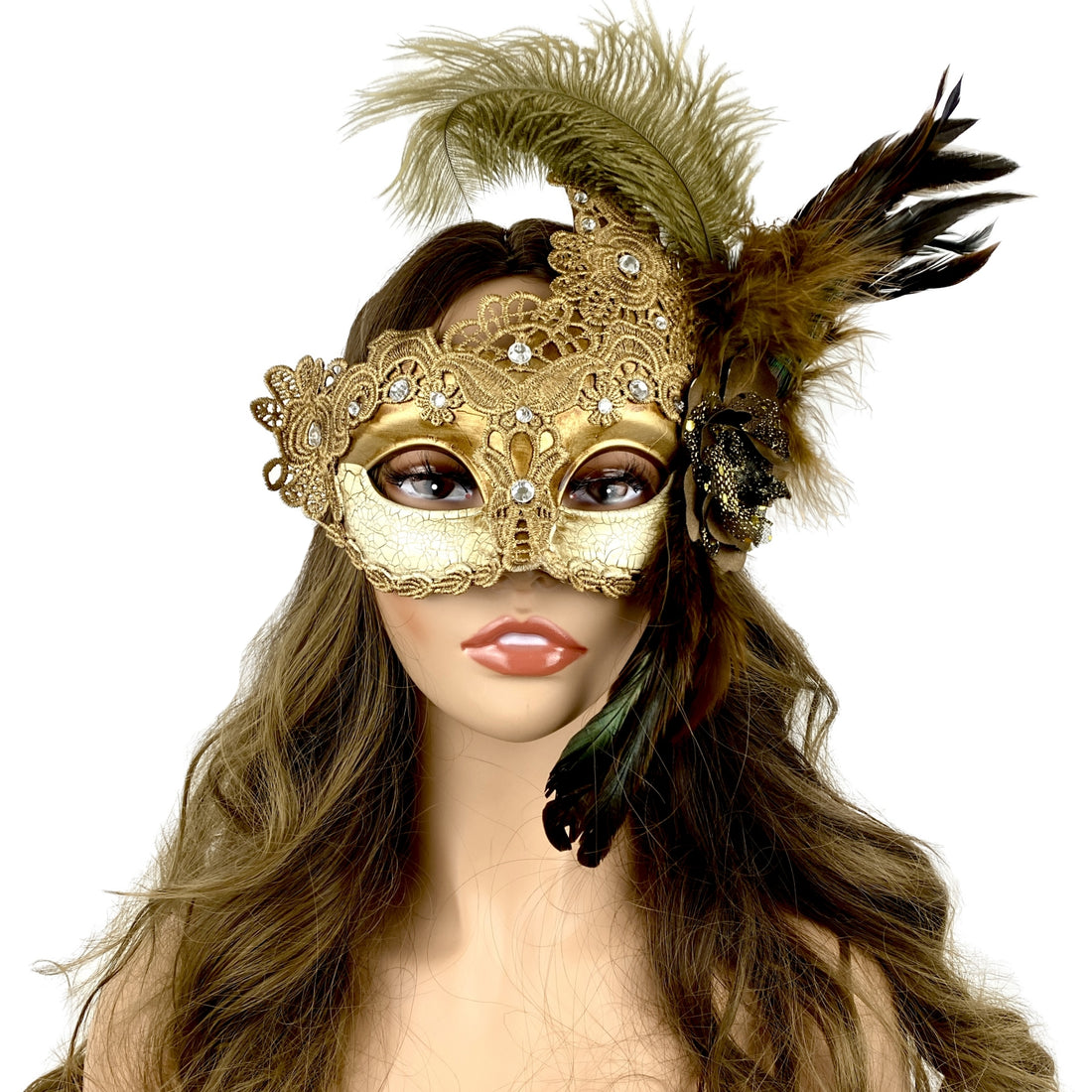 Women Costume Venetian Feather Masquerade Mask For Mardi Gras Party, Halloween, Christmas