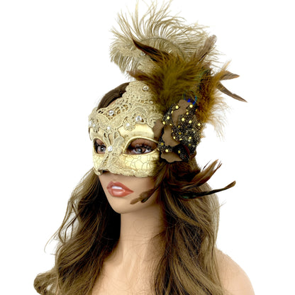 Lady Women Girl Costume Venetian Feather Masquerade Mask For Mardi Gras Party, Halloween, Christmas