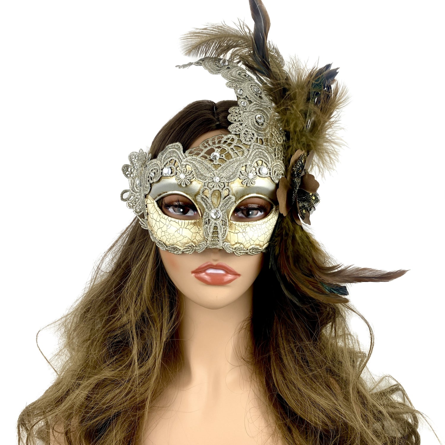 Lady Women Girl Costume Venetian Feather Masquerade Mask For Mardi Gras Party, Halloween, Christmas