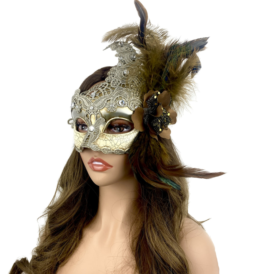 Lady Women Girl Costume Venetian Feather Masquerade Mask For Mardi Gras Party, Halloween, Christmas