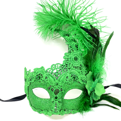 Couples Masquerade Masks, Men Women Venetian Feather Mask For Mardi Gras Cosplay Wedding Graduation Party