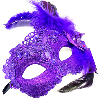 Couples Masquerade Masks, Men Women Venetian Feather Mask For Mardi Gras Cosplay Wedding Graduation Party