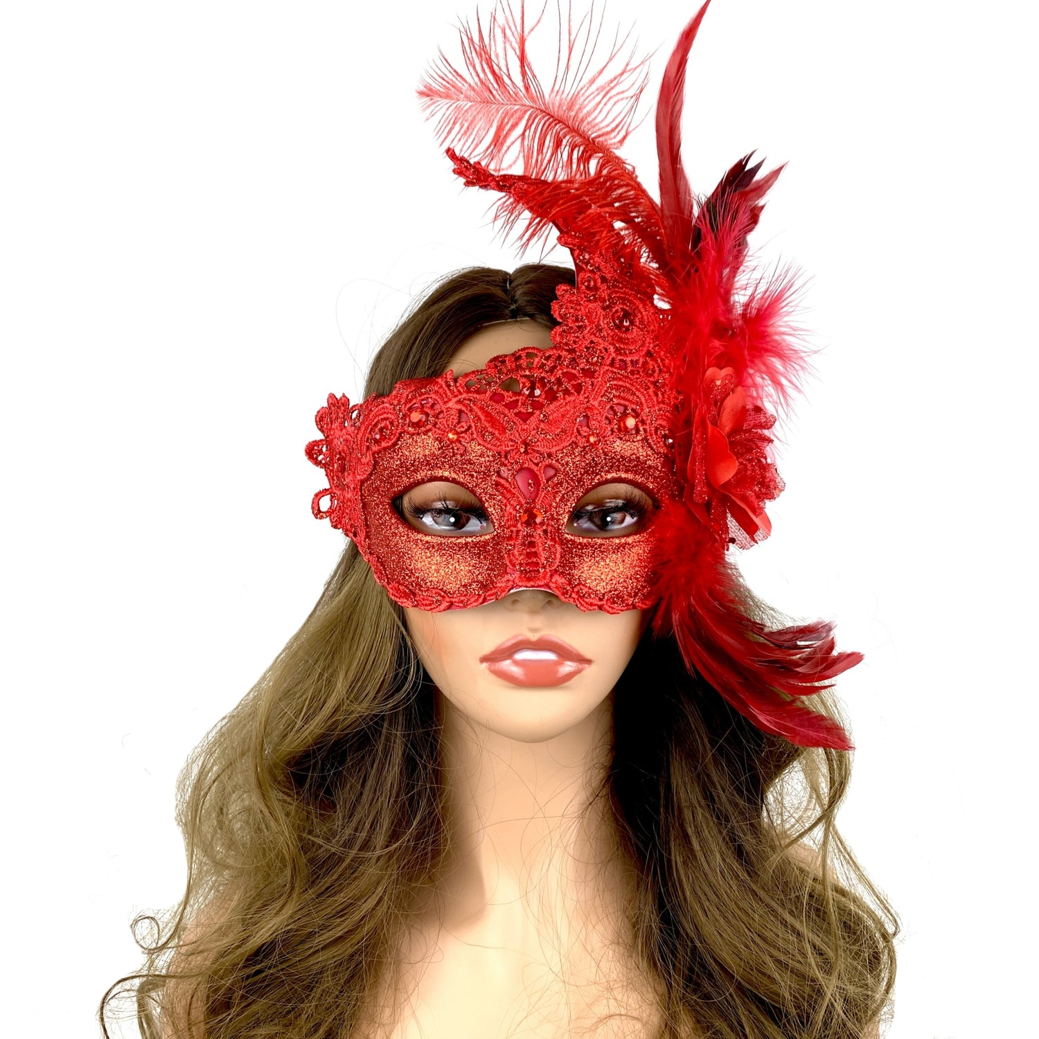 Lady Women Girl Costume Venetian Feather Masquerade Mask For Mardi Gras Party, Halloween, Christmas