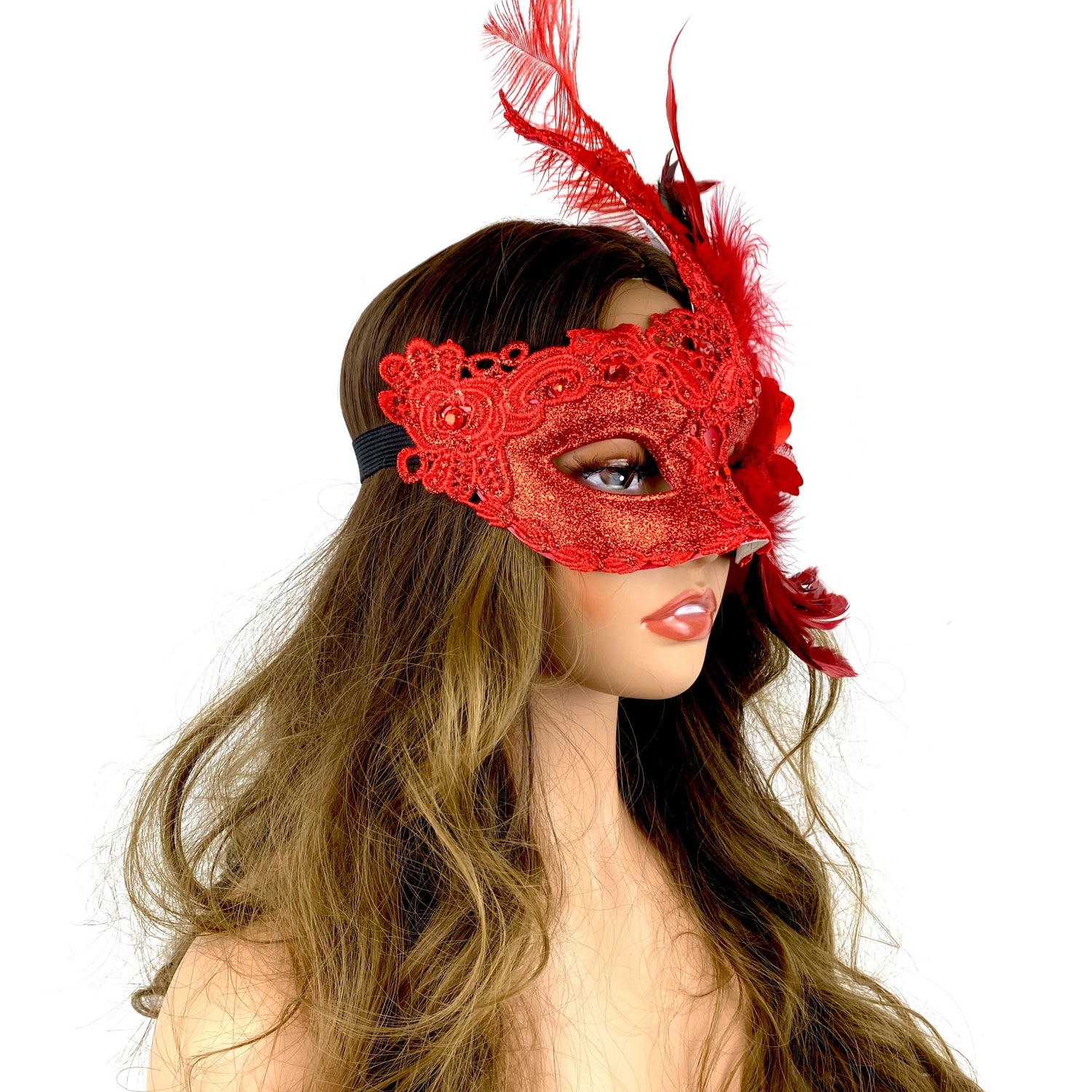 Lady Women Girl Costume Venetian Feather Masquerade Mask For Mardi Gras Party, Halloween, Christmas