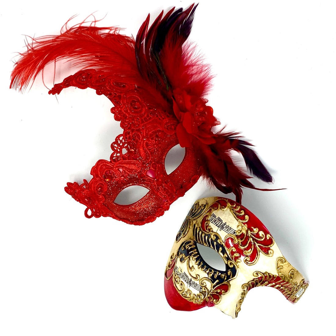 Couples Masquerade Masks, Men Women Venetian Feather Mask For Mardi Gras Cosplay Wedding Graduation Party