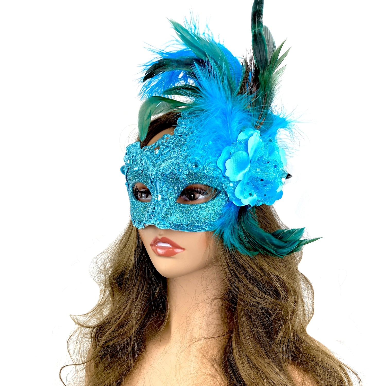 Lady Women Girl Costume Venetian Feather Masquerade Mask For Mardi Gras Party, Halloween, Christmas