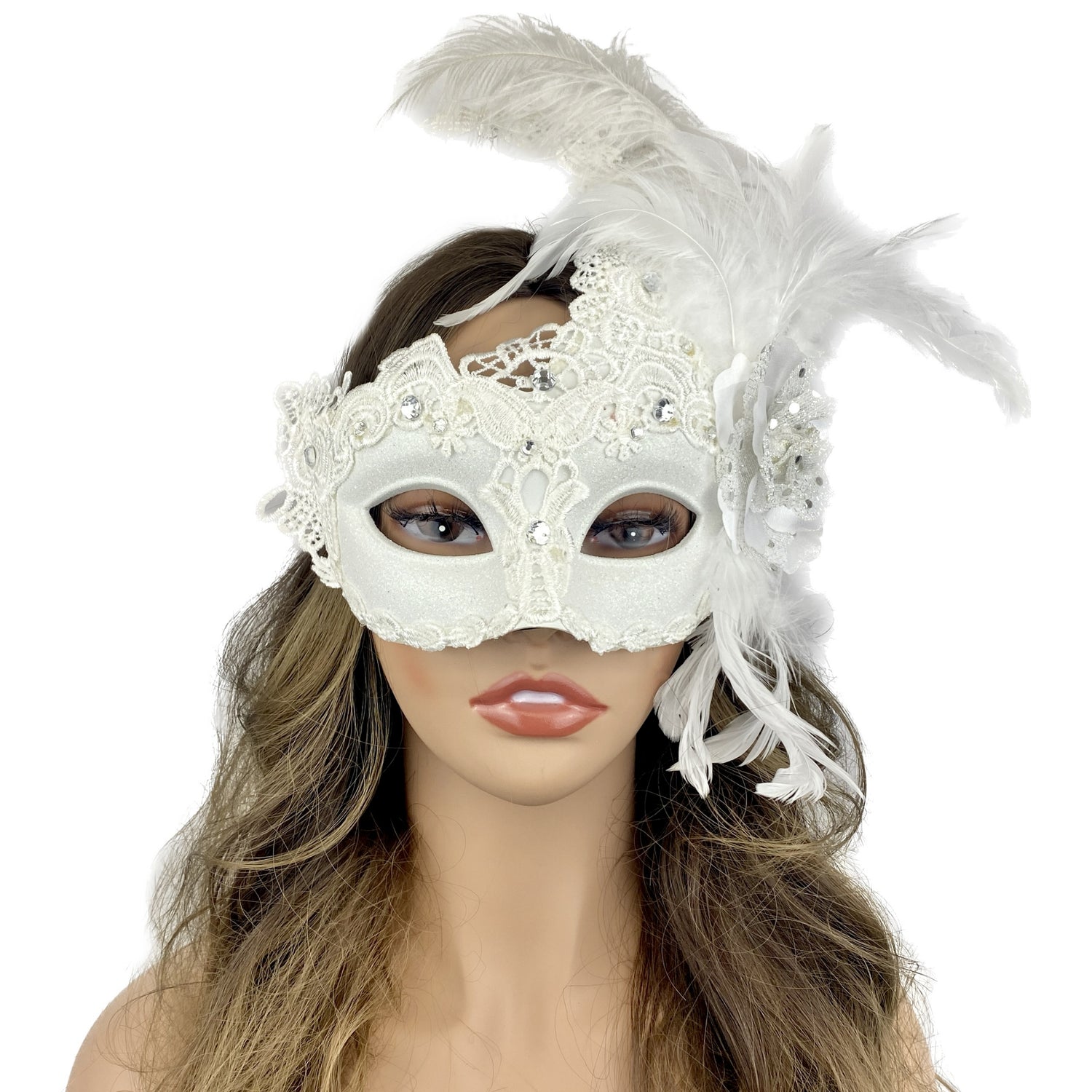 Lady Women Girl Costume Venetian Feather Masquerade Mask For Mardi Gras Party, Halloween, Christmas