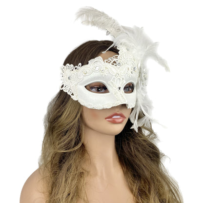 Lady Women Girl Costume Venetian Feather Masquerade Mask For Mardi Gras Party, Halloween, Christmas