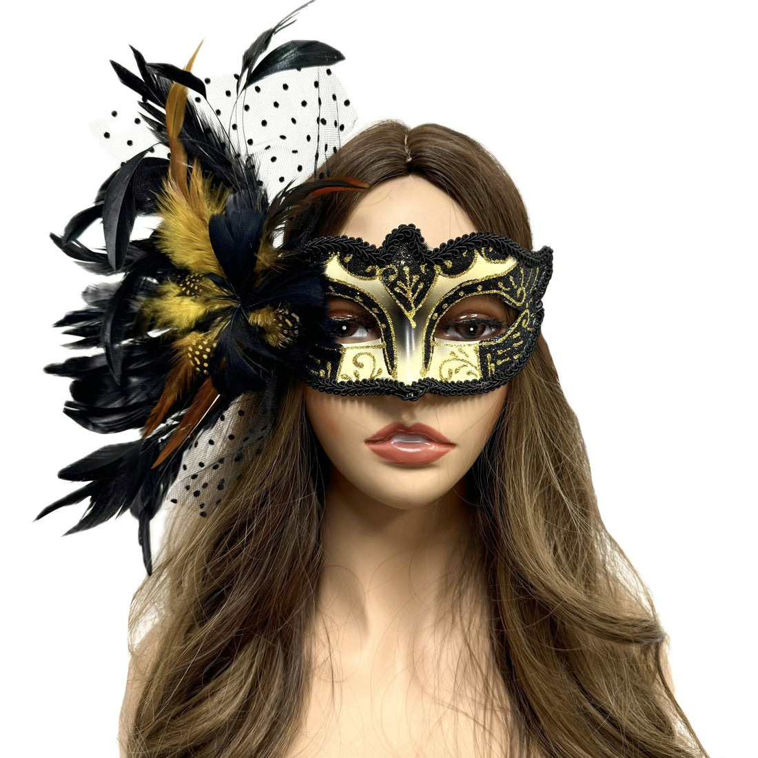 Women Costume Venetian Feather Masquerade Mask For Mardi Gras Party, Halloween, Christmas