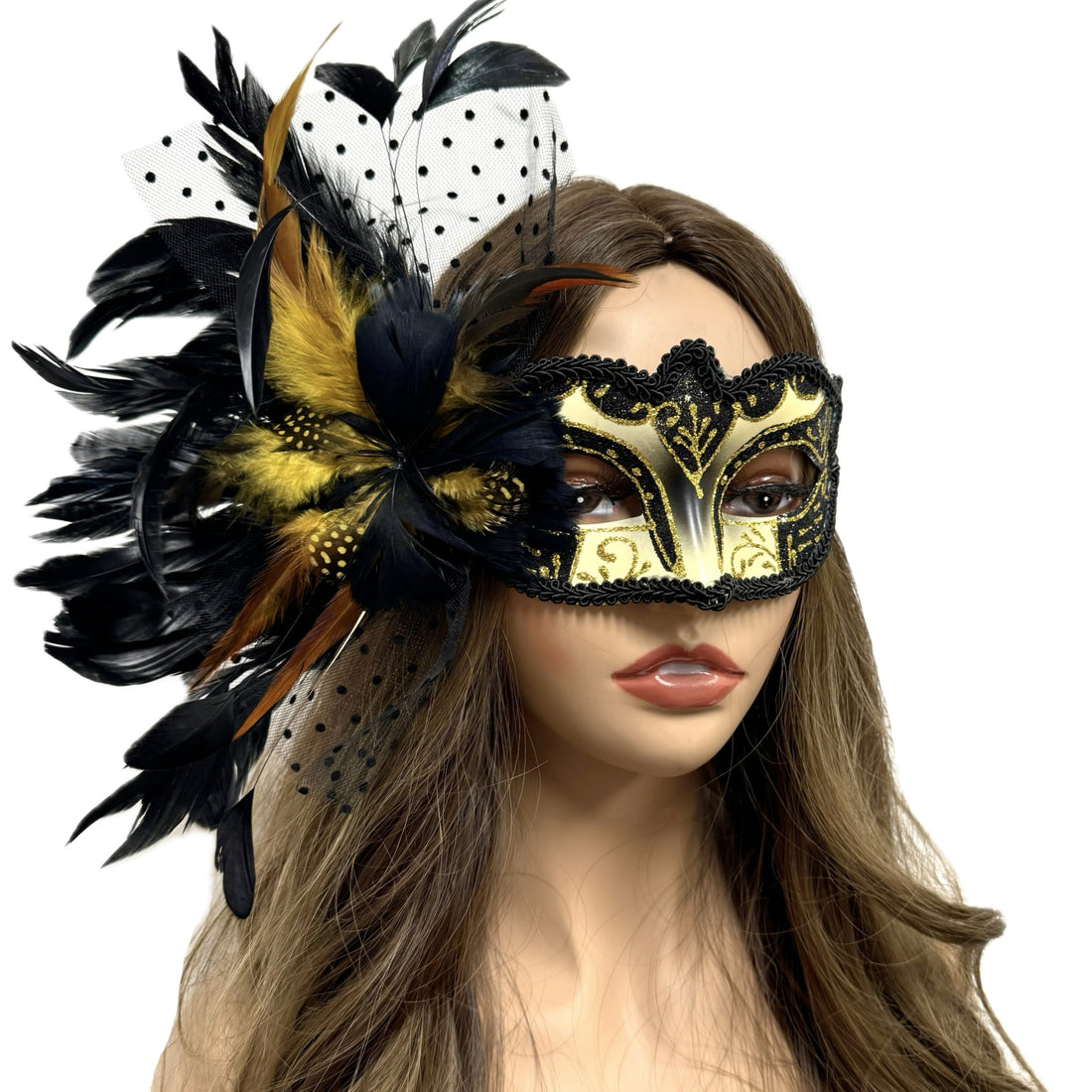 Women Costume Venetian Feather Masquerade Mask For Mardi Gras Party, Halloween, Christmas