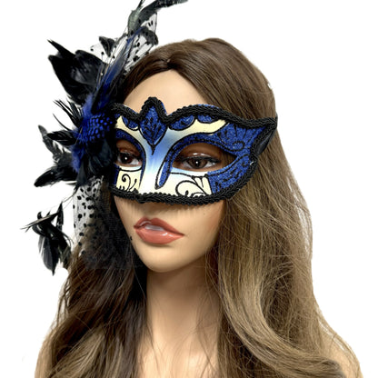 Women Costume Venetian Feather Masquerade Mask For Mardi Gras Party, Halloween, Christmas