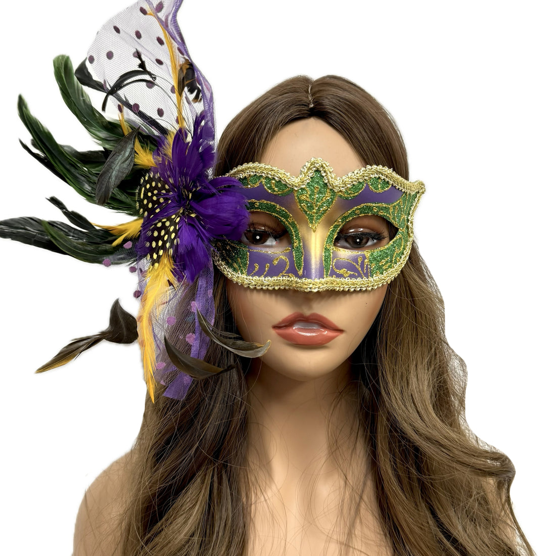 Women Costume Venetian Feather Masquerade Mask For Mardi Gras Party, Halloween, Christmas