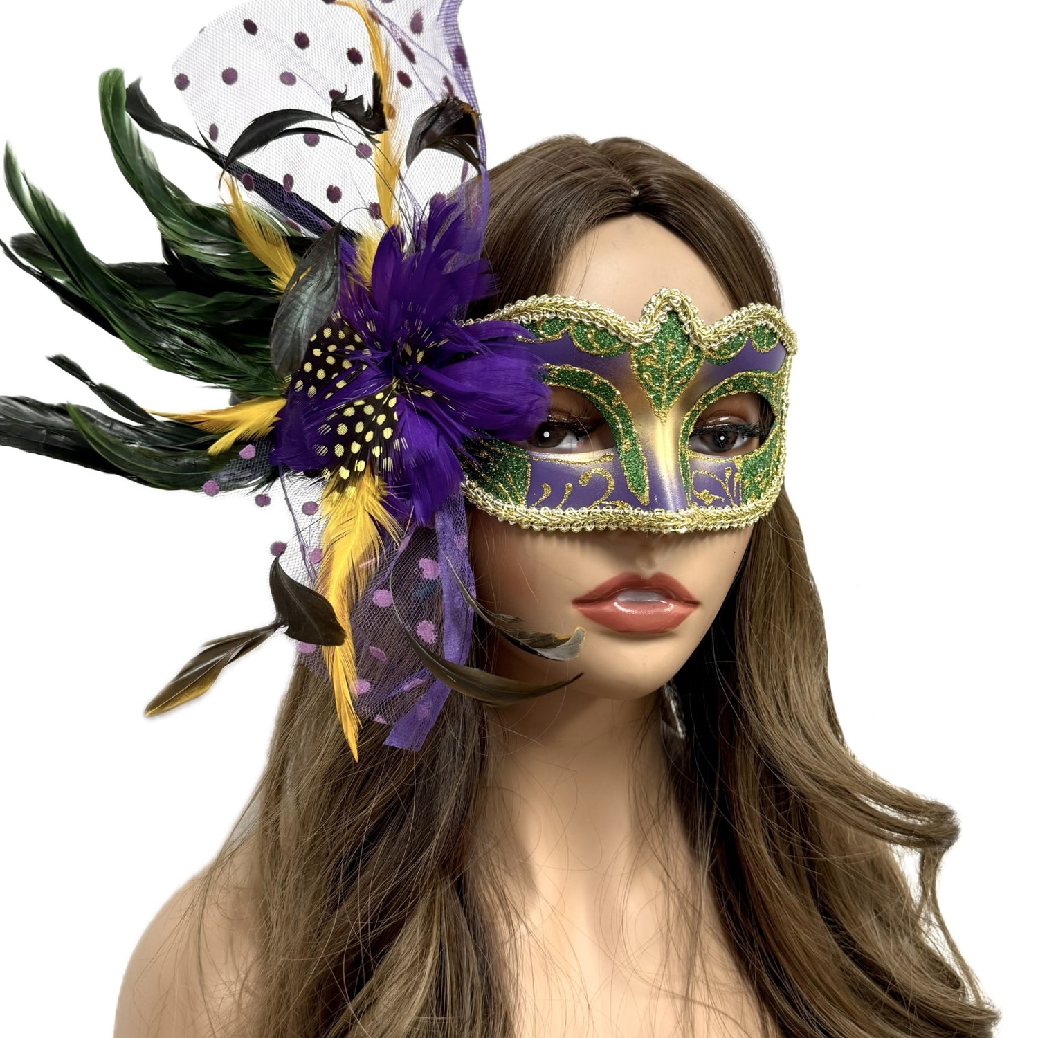 Women Costume Venetian Feather Masquerade Mask For Mardi Gras Party, Halloween, Christmas