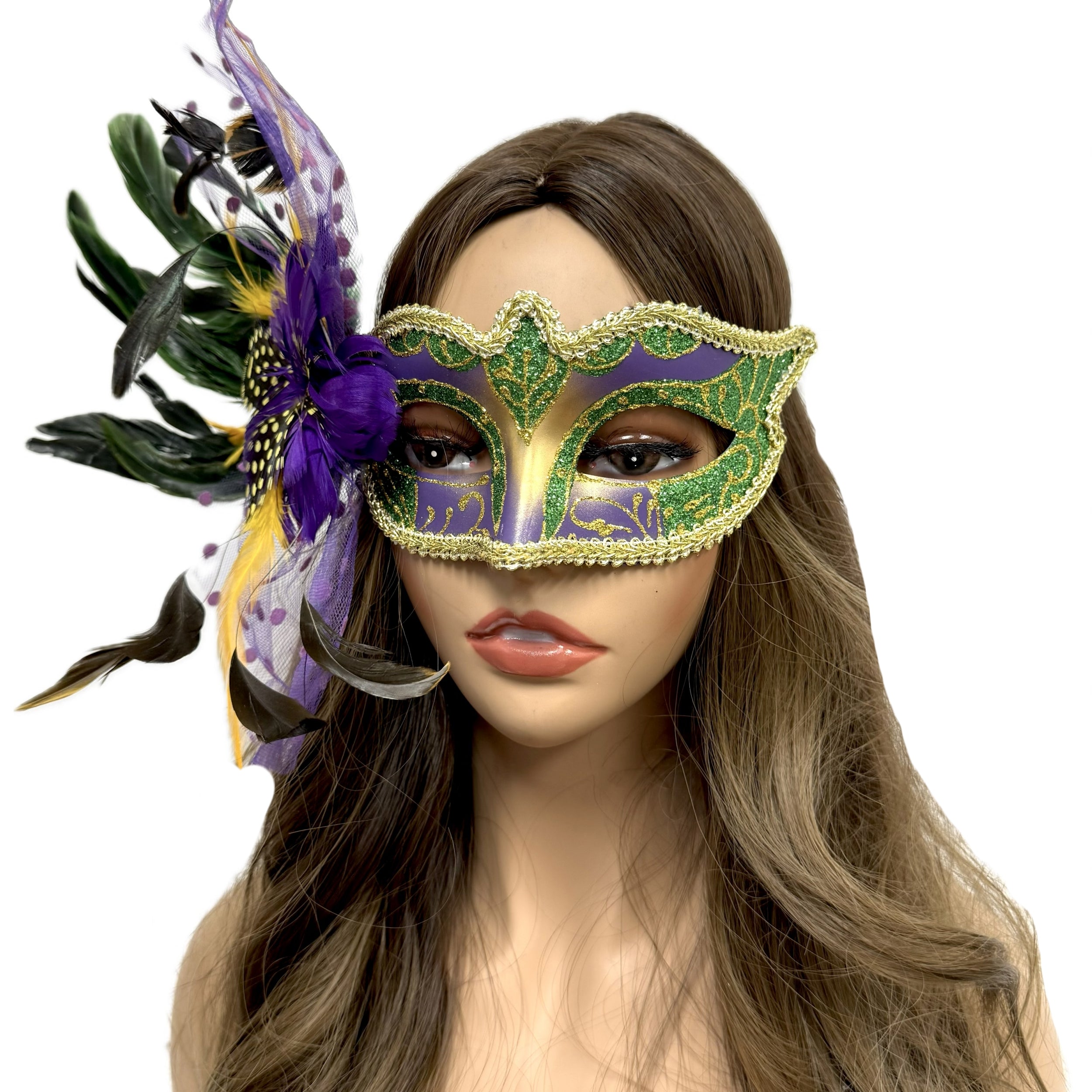 Women Costume Venetian Feather Masquerade Mask For Mardi Gras Party, Halloween, Christmas