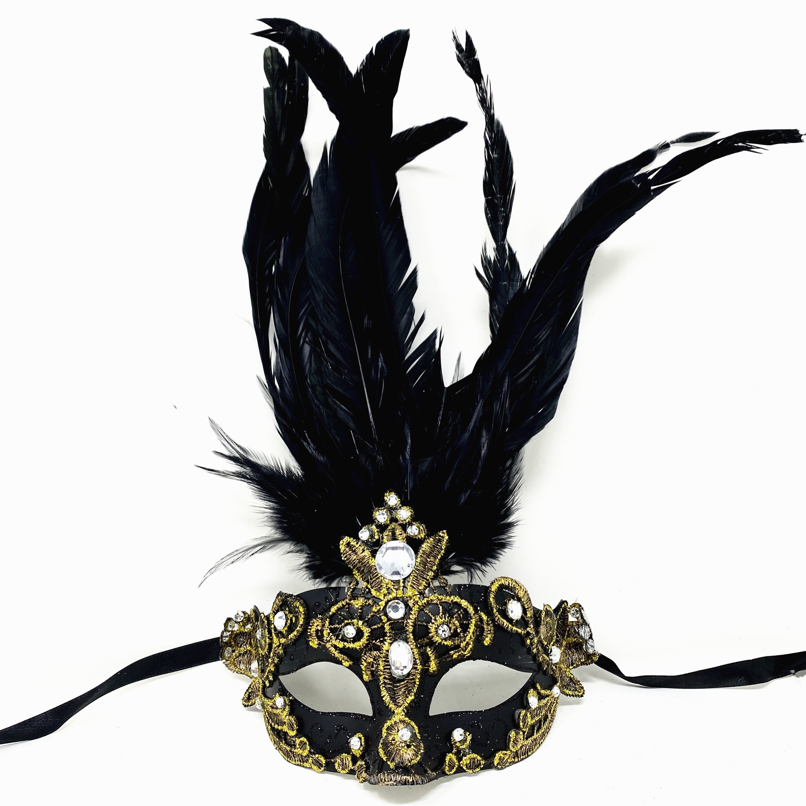 Women Costume Venetian Feather Masquerade Mask For Mardi Gras Party, Halloween, Christmas