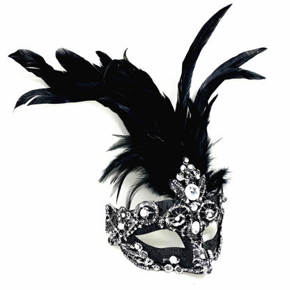 Women Costume Venetian Feather Masquerade Mask For Mardi Gras Party, Halloween, Christmas