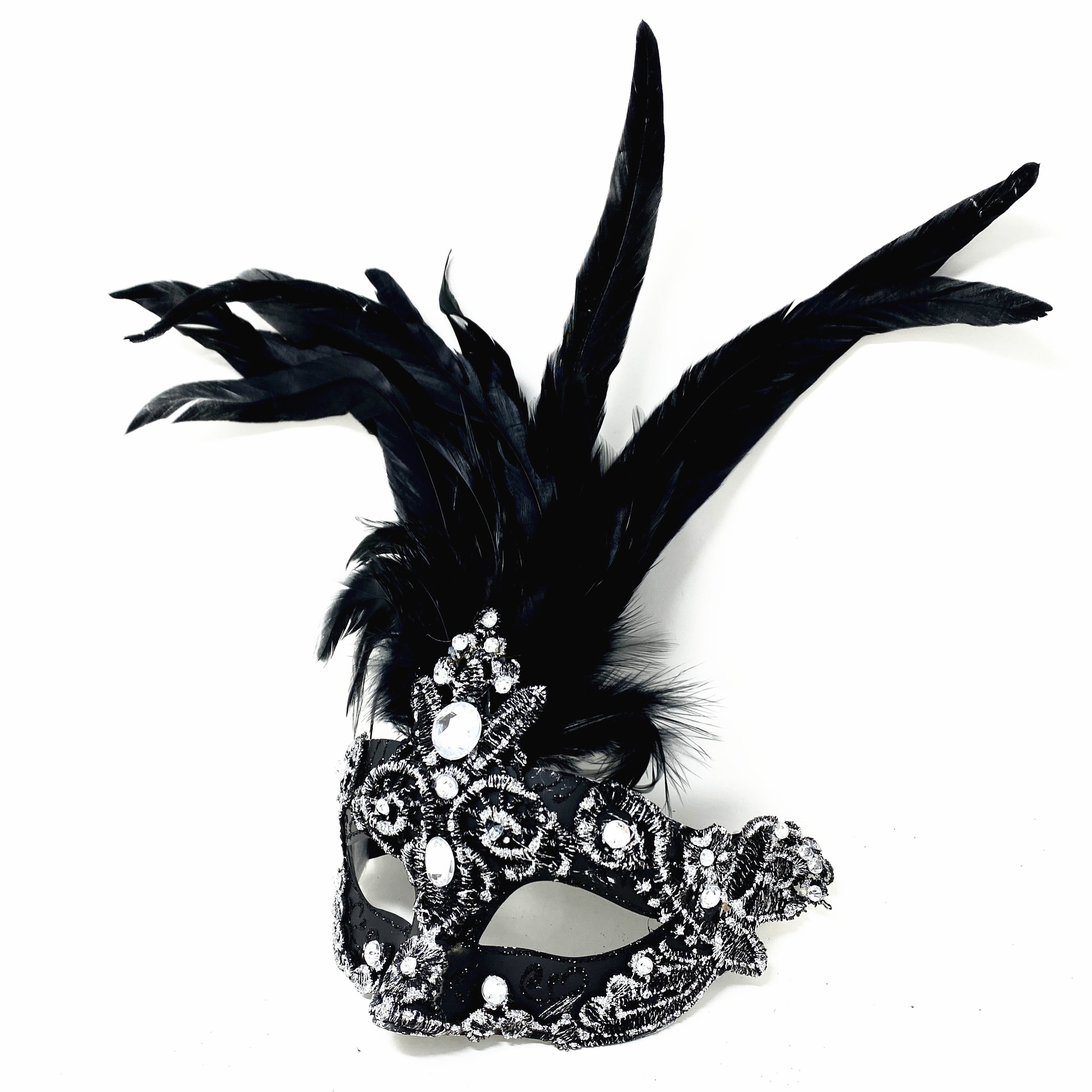 Women Costume Venetian Feather Masquerade Mask For Mardi Gras Party, Halloween, Christmas