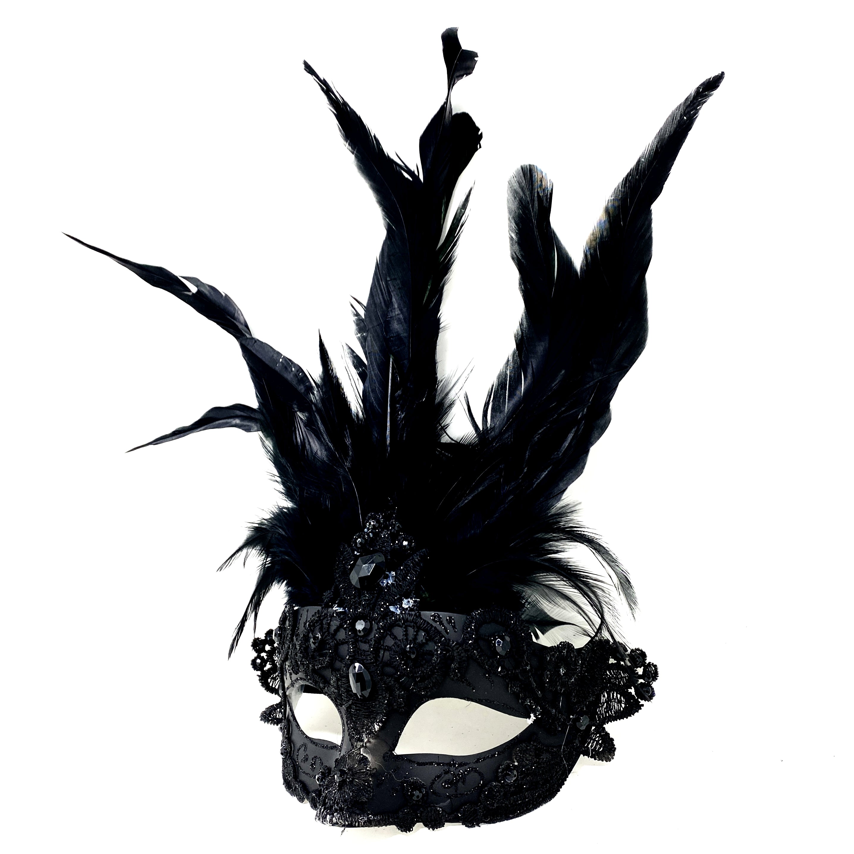 Women Costume Venetian Feather Masquerade Mask For Mardi Gras Party, Halloween, Christmas