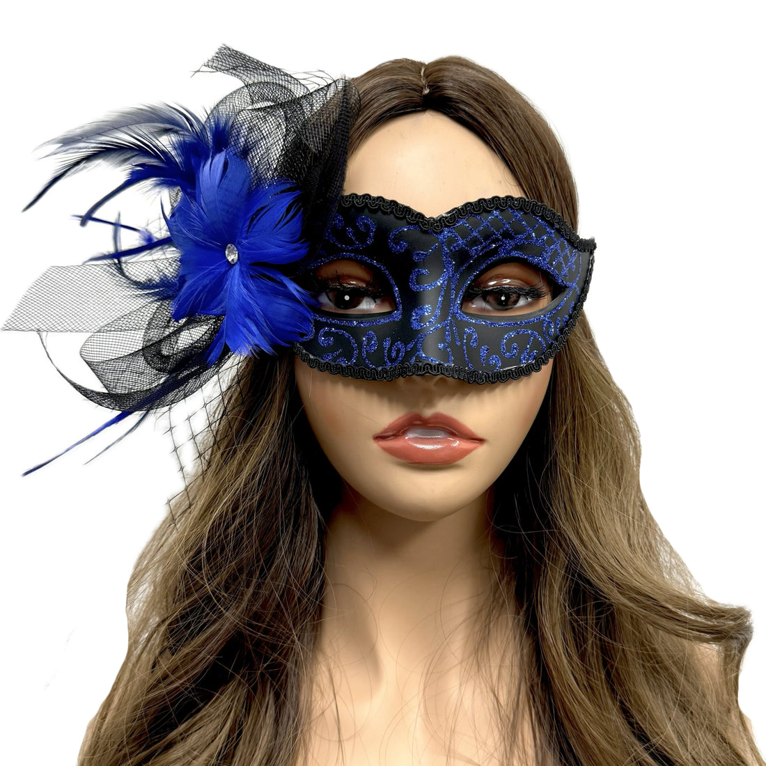 Women Costume Venetian Feather Masquerade Mask For Mardi Gras Party, Halloween, Christmas