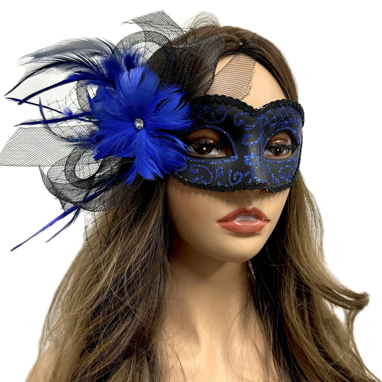 Women Costume Venetian Feather Masquerade Mask For Mardi Gras Party, Halloween, Christmas