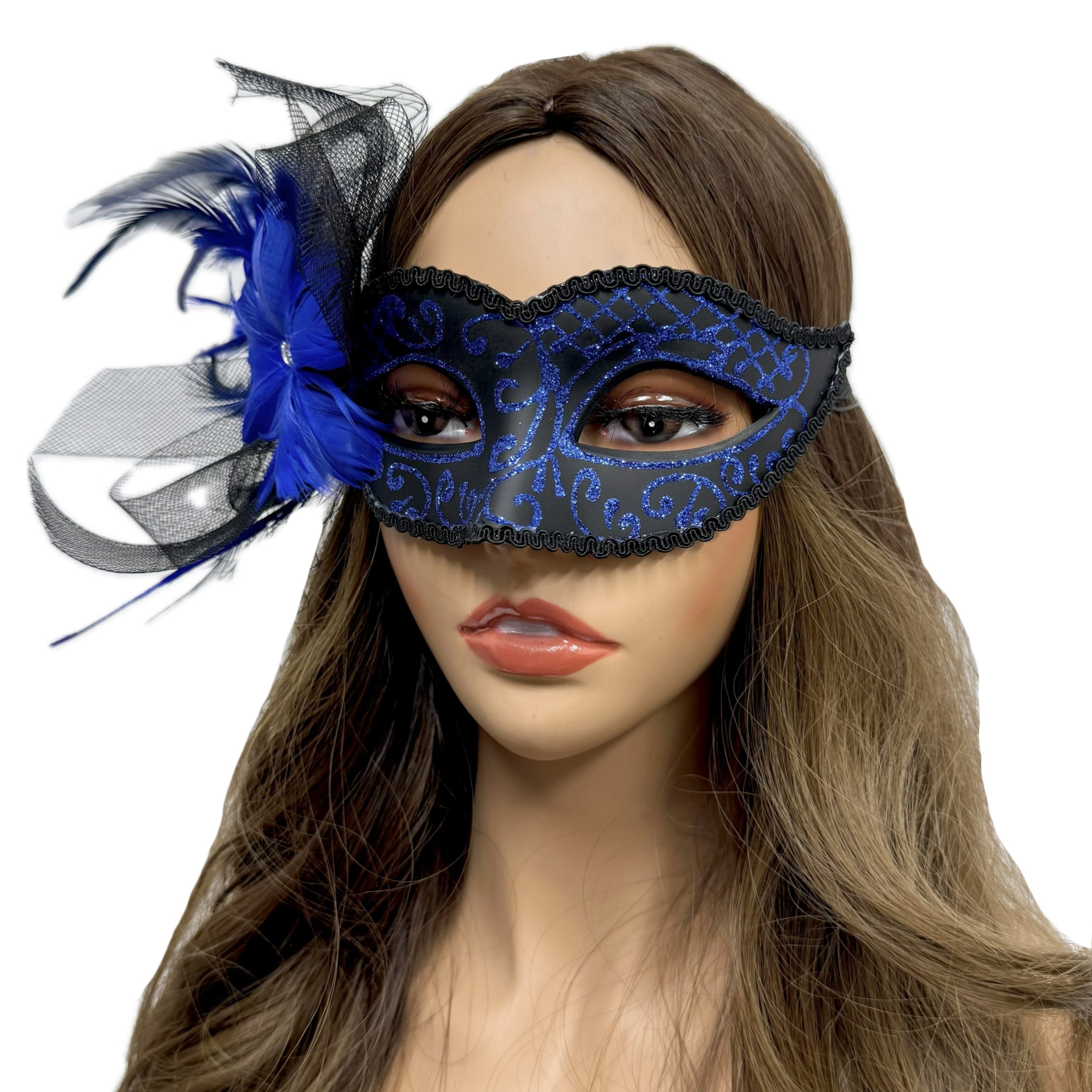 Women Costume Venetian Feather Masquerade Mask For Mardi Gras Party, Halloween, Christmas