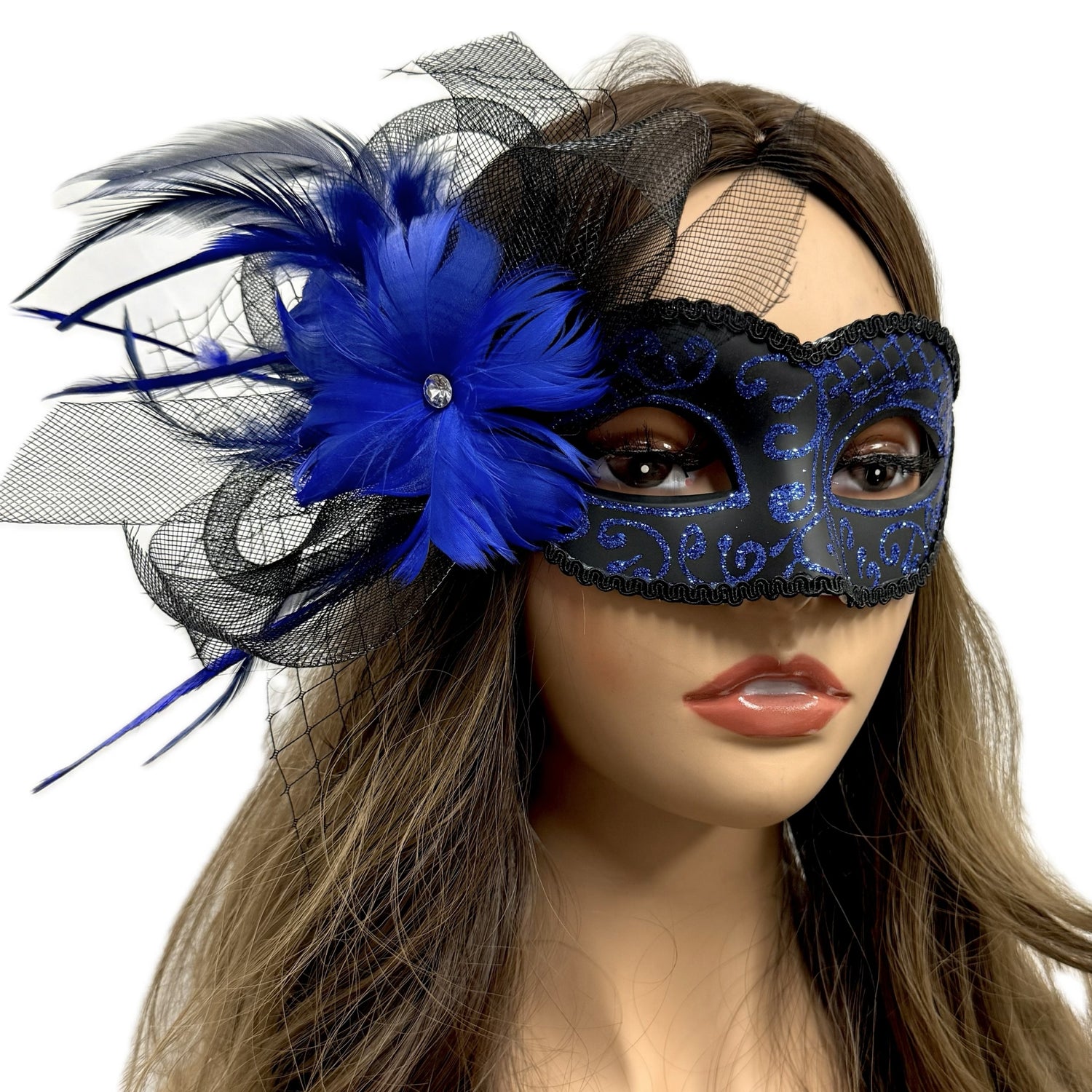 Women Costume Venetian Feather Masquerade Mask For Mardi Gras Party, Halloween, Christmas