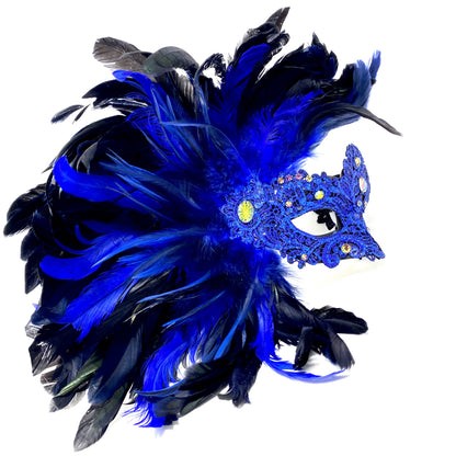 Women Costume Venetian Feather Masquerade Mask For Mardi Gras Party, Halloween, Christmas