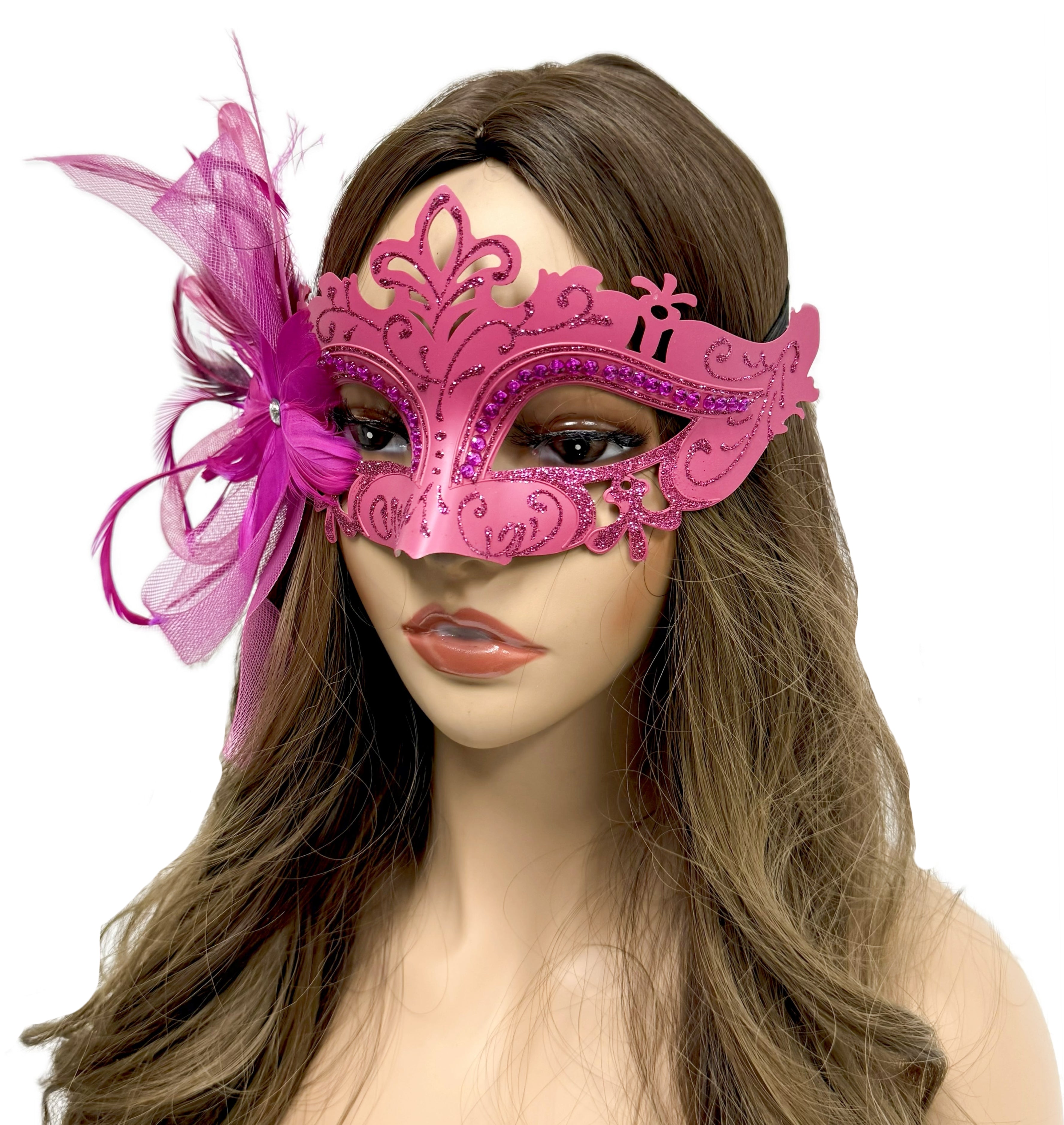 Women Costume Venetian Feather Masquerade Mask For Mardi Gras Party, Halloween, Christmas