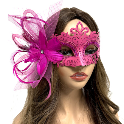 Women Costume Venetian Feather Masquerade Mask For Mardi Gras Party, Halloween, Christmas