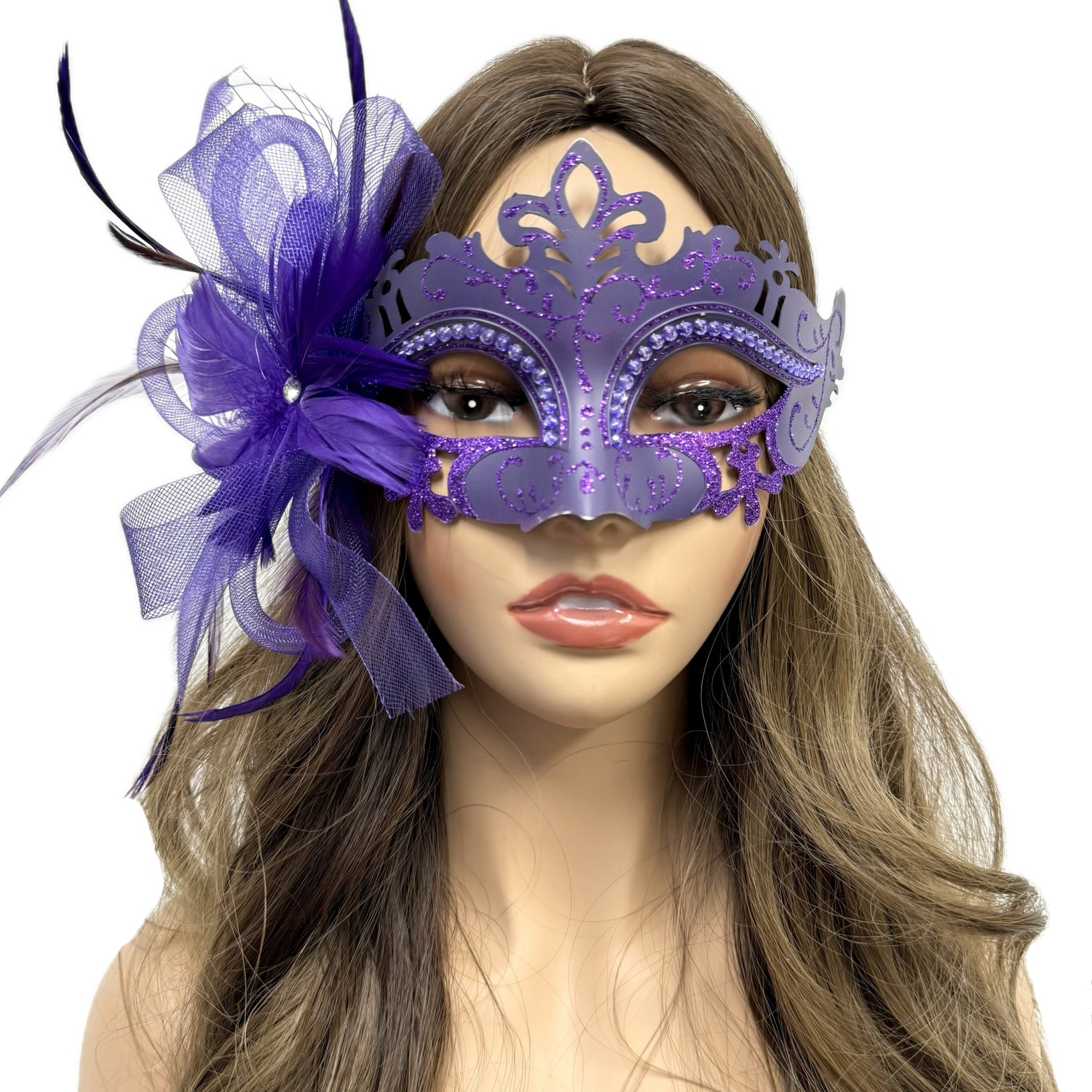 Women Costume Venetian Feather Masquerade Mask For Mardi Gras Party, Halloween, Christmas