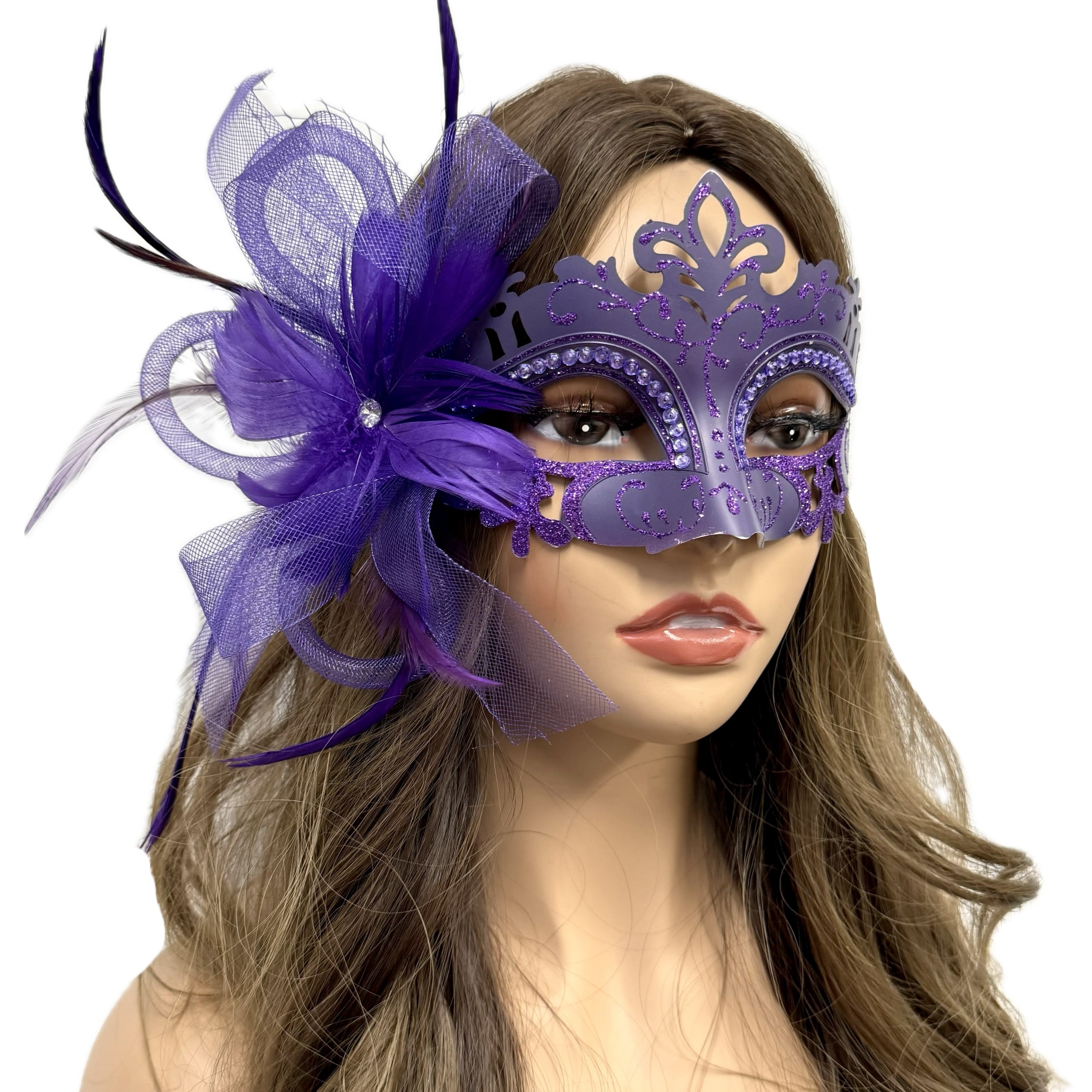 Women Costume Venetian Feather Masquerade Mask For Mardi Gras Party, Halloween, Christmas