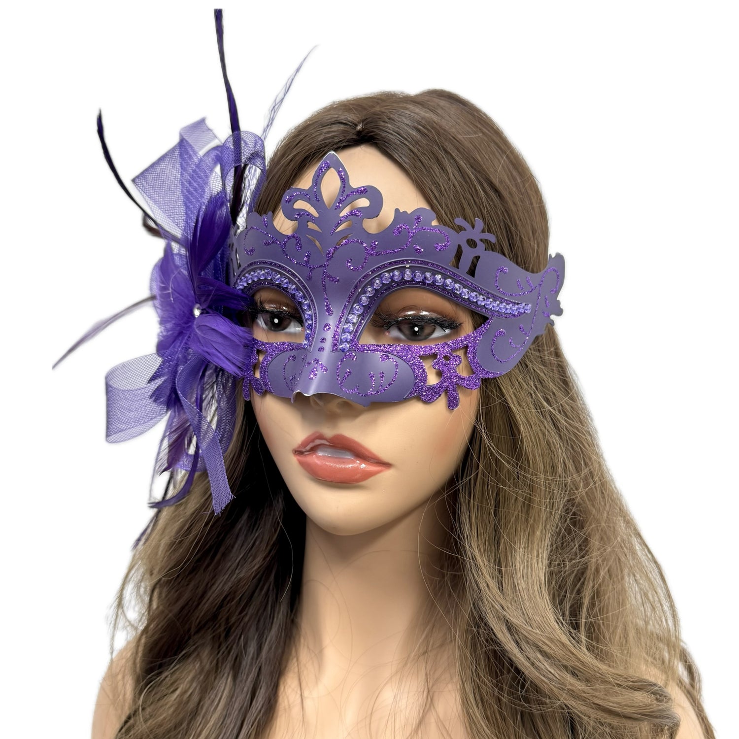 Women Costume Venetian Feather Masquerade Mask For Mardi Gras Party, Halloween, Christmas