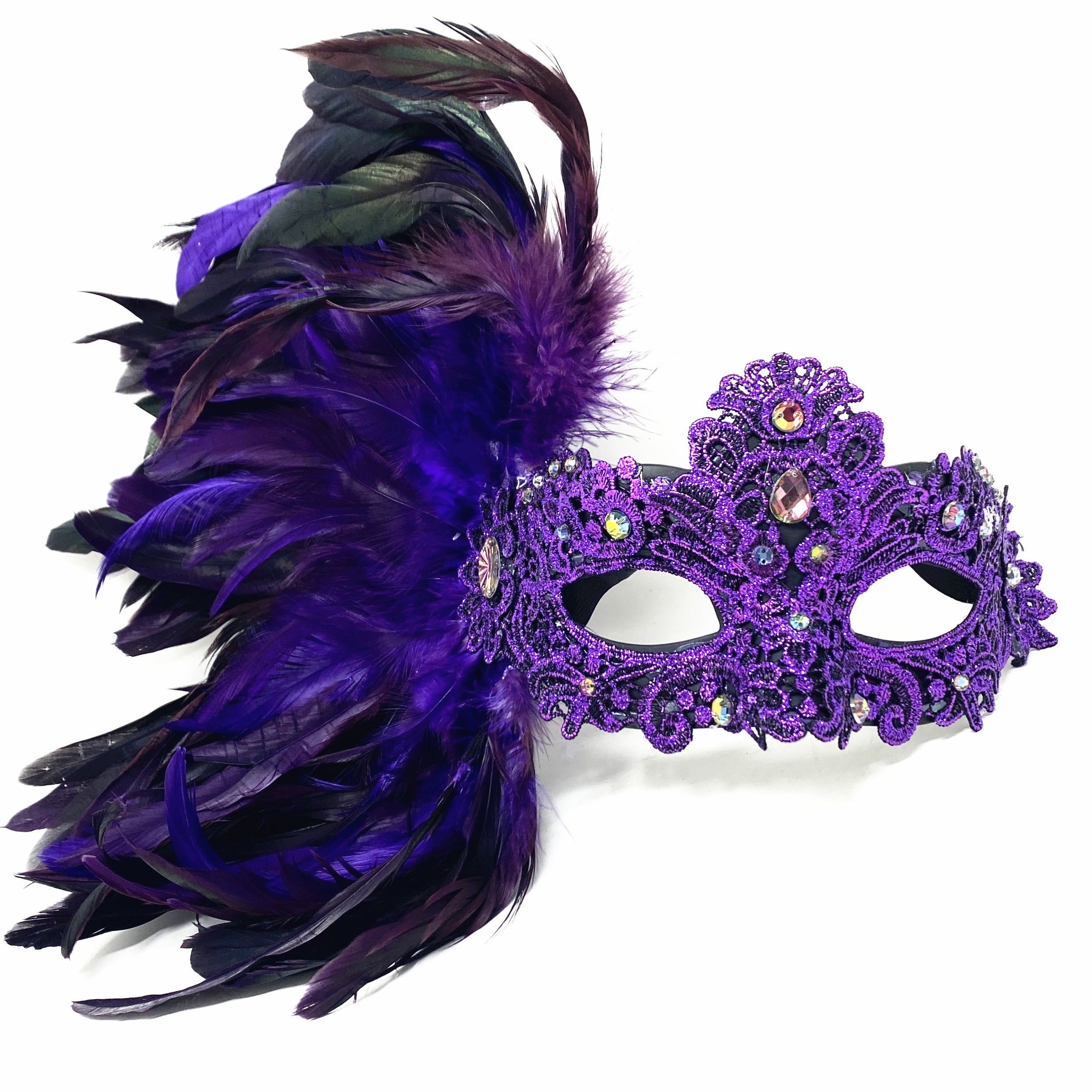 Women Costume Venetian Feather Masquerade Mask For Mardi Gras Party, Halloween, Christmas